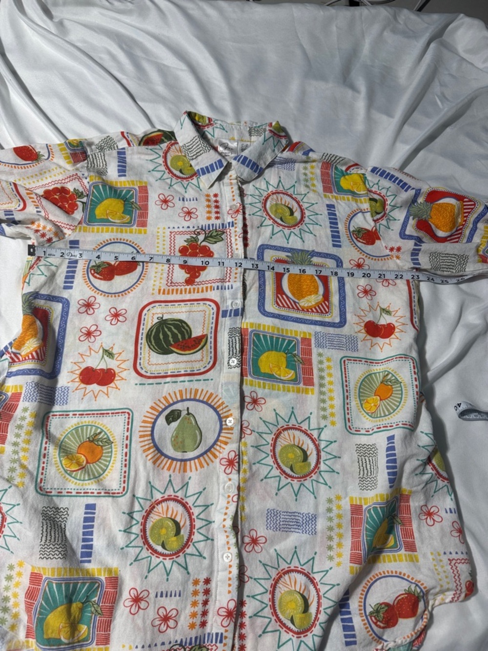 Goa Beachwear by Japna Fruit Print Button-Up Shirt – Size Small (Oversized Fit) - Picture 7 of 9